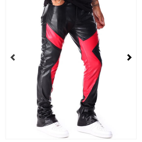 NWT!!! Mens fashion faux leather stacked color block jean; Sz 34W - Picture 4 of 7